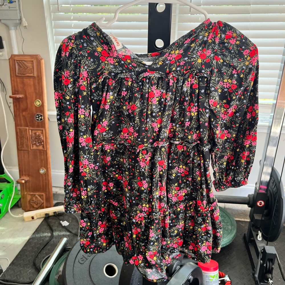 Floral Black and Red Dress